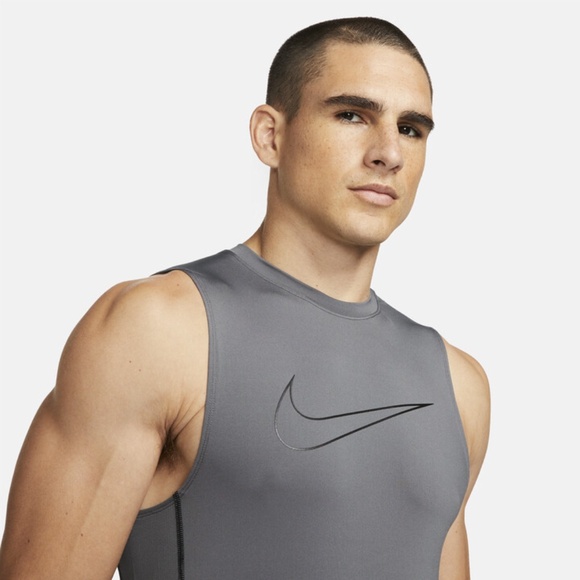 NIKE Men's Pro Dri-FIT Slim Fit Sleeveless Top in Iron Grey - Picture 3 of 6